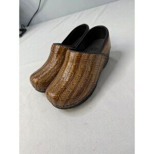 Womens Gold Woven Leather Sanita Clogs - Size 36